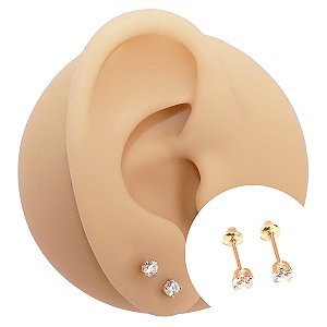 Brinco em Ouro Branco 18K Baby Ponto de Luz