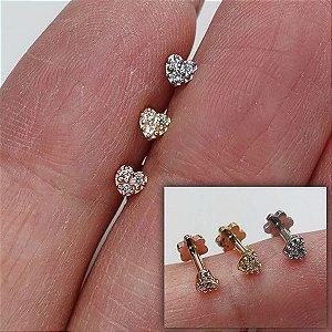 Piercing Labret Plug em Ouro 18K Mini Coração
