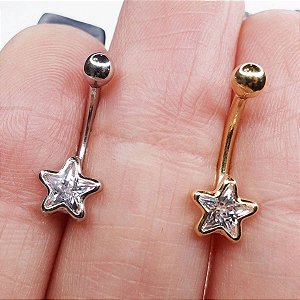 Piercing Banana em Ouro 18k Estrela Cristal