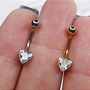 Piercing Banana em Ouro 18K Heart Zircônia