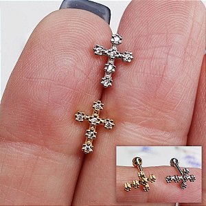 Piercing Microbell em Ouro 18K Cruz Romana