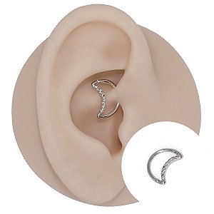 Piercing Argola Clicker em Ouro 18K Lua