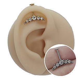 Piercing Californiano Labret em Aço PVD Cascata