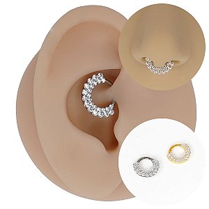 Piercing Argola Click em Titânio PVD Double Zircônias