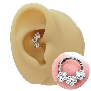 Piercing Argola Click em Titânio PVD Triple Flor
