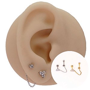 Piercing Labret Duo em Titânio Corrente Removível