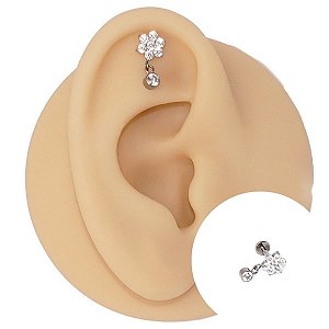 Piercing Labret em Titânio 6 Petálas Pingente