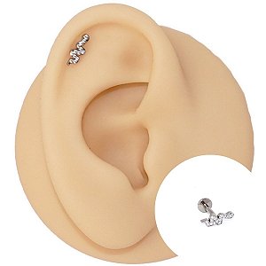 Piercing Labret em Titânio PVD Cobra Zircônias