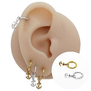 Piercing Argola Clicker em Prata 925 Pingente Âncora