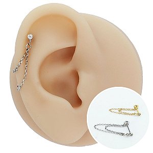 Piercing Microbell em Ouro 18K Corrente 2 Voltas