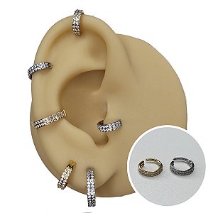 Piercing Argola Clicker em Titânio Duo Zircônias
