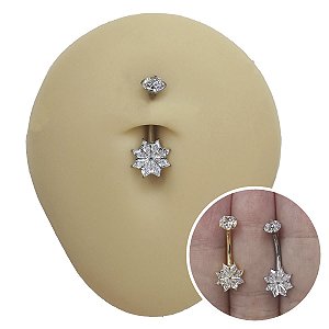 Piercing Banana Umbigo em Titânio Flor