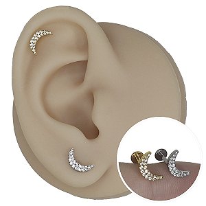 Piercing Labret em Titânio Lua Zircônias