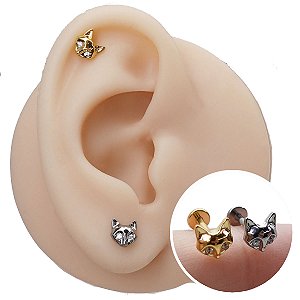 Piercing Labret em Titânio Gato Zircônias