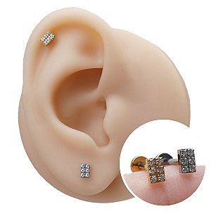 Piercing Labret em Titânio Barrinha Zircônias