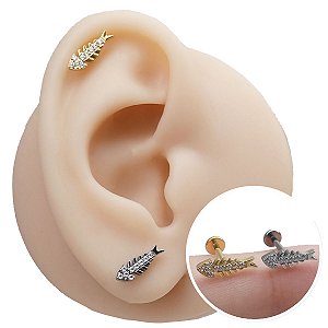 Piercing Labret em Titânio Fish Zircônias