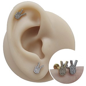 Piercing Labret em Titânio Peace Zircônias