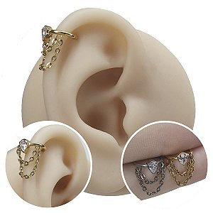 Piercing Argola Clicker em Titânio Cristal Correntes