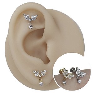 Piercing Labret em Titânio Asas De Anjo Com Pingente