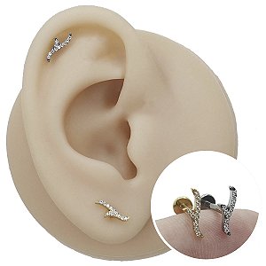 Piercing Labret em Titânio Onda Zircônia