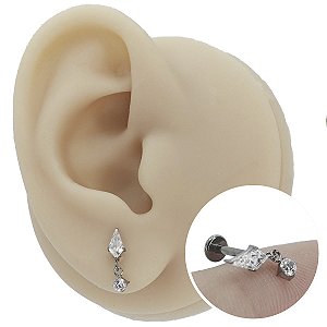 Piercing Labret em Titânio Losango Com Pingente