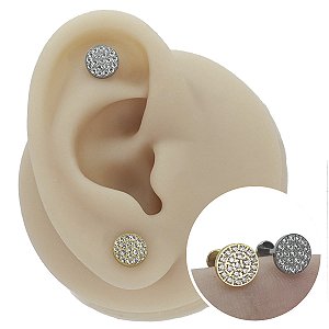 Piercing Labret em Titânio Redondo Zircônias