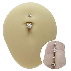 Piercing Banana Umbigo em Titânio Flor