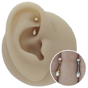 Piercing Microbell Curvo em Titânio Opala