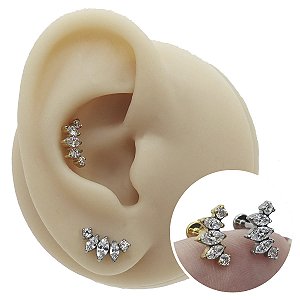 Piercing Labret em Titânio Cascata 5 Zircônias