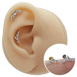 Piercing Labret em Titânio 5 Zircônias