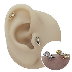 Piercing Labret em Titânio Rosa Vazada