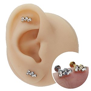 Piercing Labret em Titânio 3 Zircônias