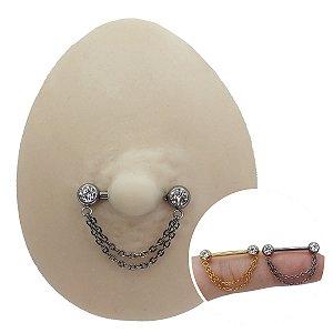 Piercing Barbell Plug Em Titânio Corrente