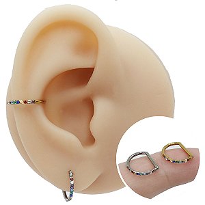 Piercing Argola Clicker em Titânio Half Colors
