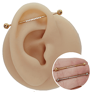 Piercing Transversal em Titânio Cristais