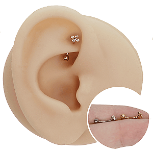 Piercing Microbell Curvo em Titânio Flor 4 Petálas