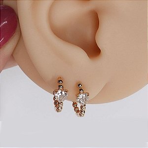 Brinco Argola Folheado Clicker Perfect Heart Dourado