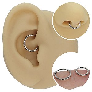 Piercing Argola Clicker em Titânio Zircônia Textura