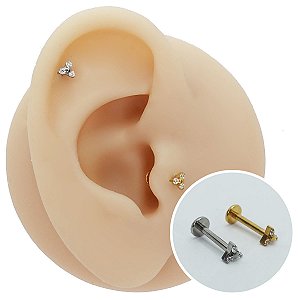 Piercing Labret em Aço PVD Flor Trilhon