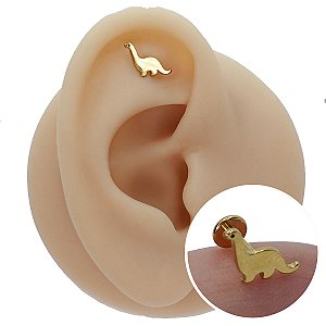 Piercing Labret em Titânio Dinossauro
