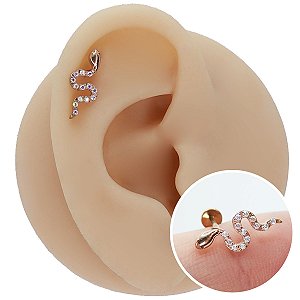Piercing Labret em Titânio Cobra Zircônias Boreal