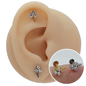 Piercing Labret em Titânio PVD Sorvete Zircônia