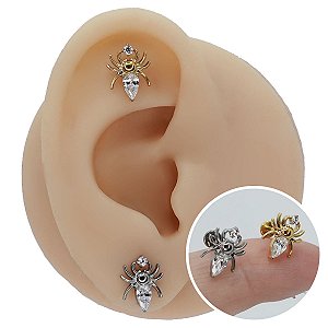 Piercing Labret em Titânio PVD Aranha