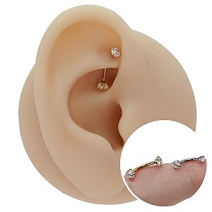 Piercing Microbell Curvo em Titânio PVD 2 Cristais