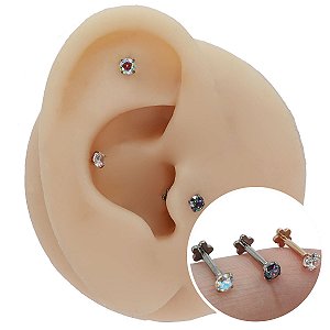 Piercing Labret Ponto De Luz em Titânio Plug