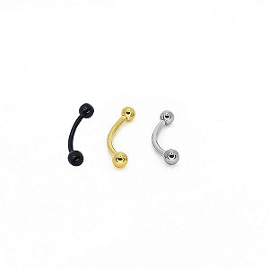 Piercing Curvado Microbell CZ, Aço 316L