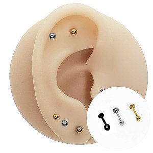 Piercing Curvado Microbell CZ, Aço 316L