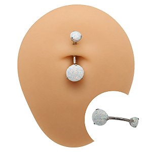 Piercing Banana em Titânio 2 Pedras Opala