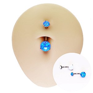 Piercing Banana em Titânio 2 Pedras Opala