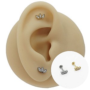 Piercing Labret em Titânio Folhas Zircônia